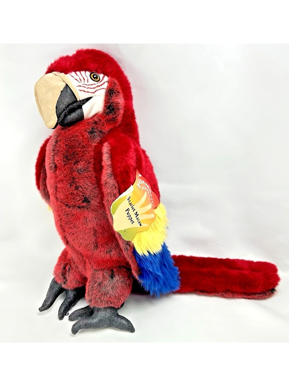 Folkmanis Scarlet Red Macaw Hand Puppet 15" Parrot Realistic Plush Bird w/ Tags